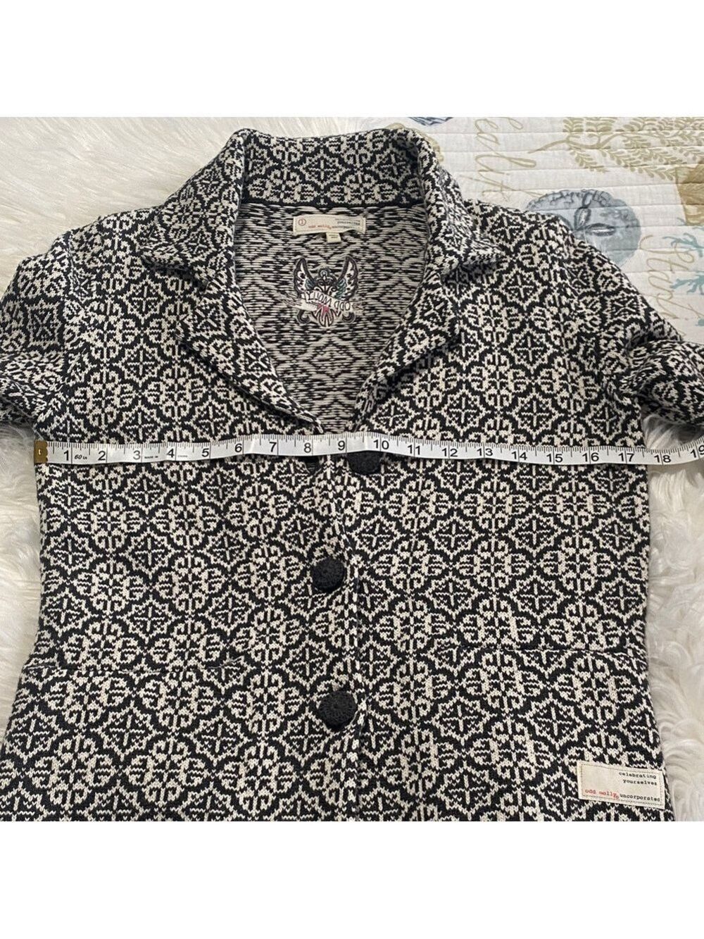 Odd Molly Black and White Patterned Blazer BNWoT - Picture 6 of 9
